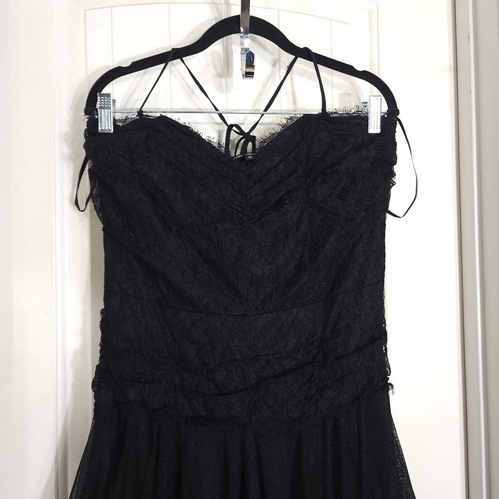 Betsey Johnson Womens Dress Vtg 90s Black Lace Tulle Midi Corset Mod Vamp Sz M - Picture 3 of 10